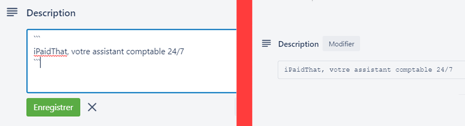 bloc de code sous trello