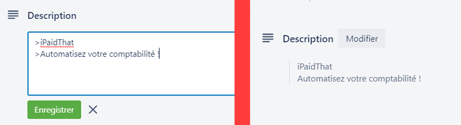 mettre un alinéa sous trello