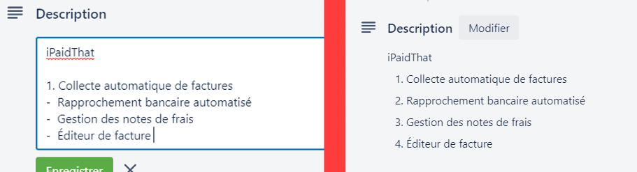mise en forme liste numérotée